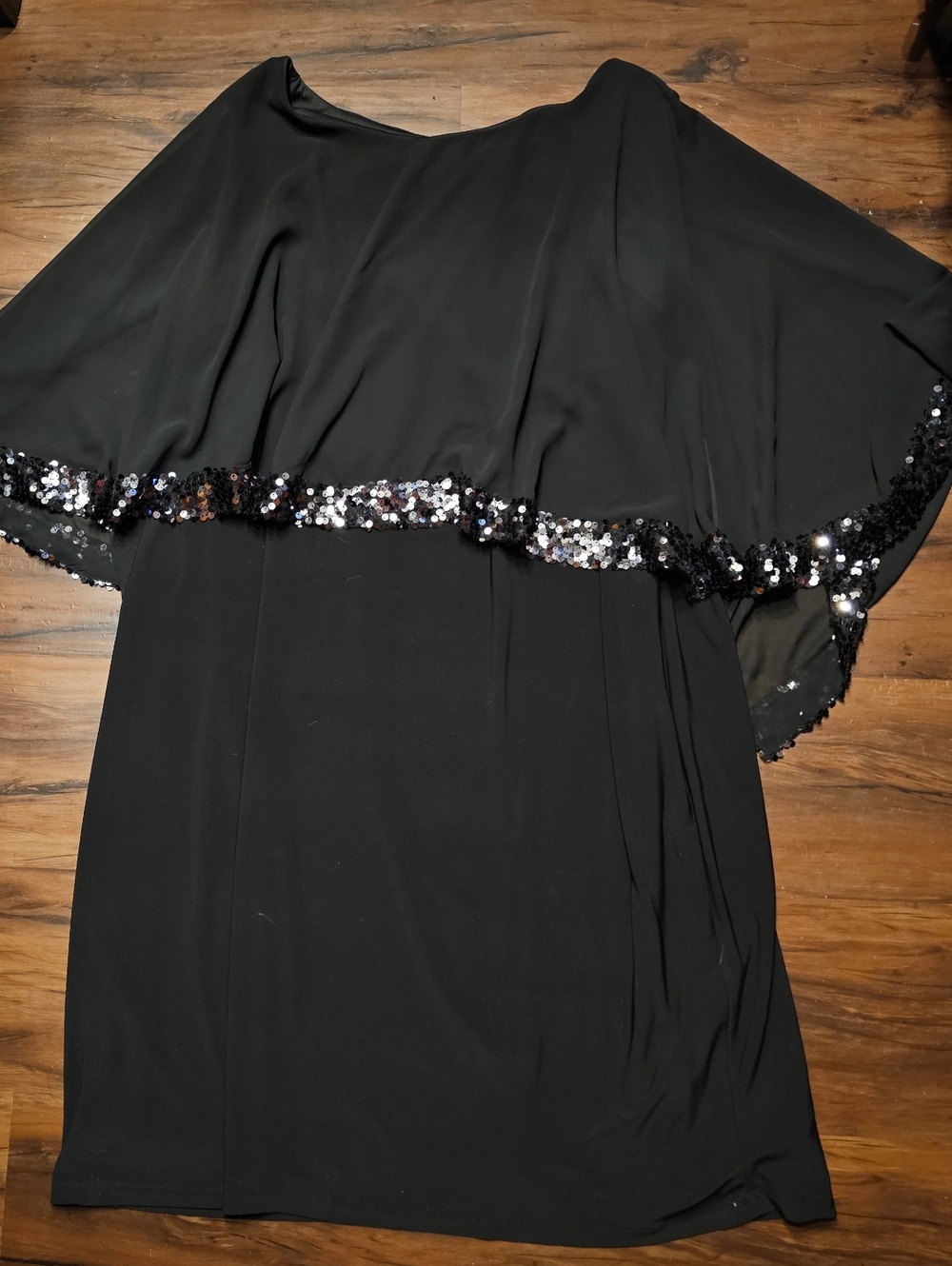 Scarlett Black Evening Dress with Sequin Logo Detail. Size 20.